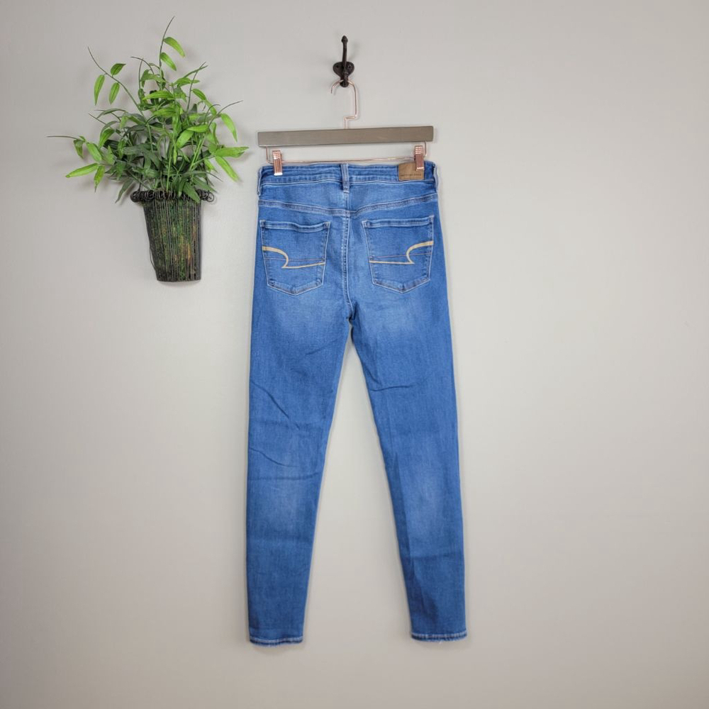 AE 8 American Eagle Skinny Jeans Hi Rise Jegging Medium Blue Wash Stretch - Picture 8 of 10